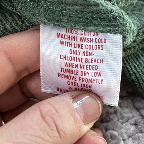 Mossimo Supply Co Y2K Womens Green Waffle Knit Thermal Scoop Neck Top Size M - Picture 7 of 10